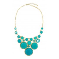 Teal Bubble Dots Cascade Bib Necklace